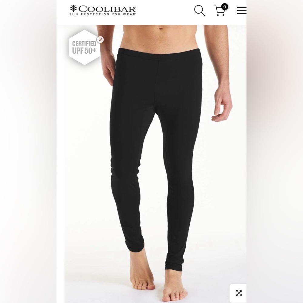 Coolibar Men’s Deep Water Swim Tights In Black , size XXL
